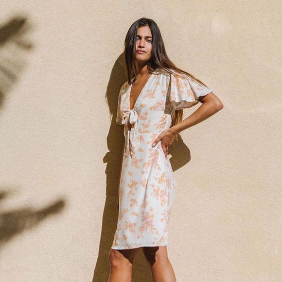 New YIREH Floral Tie-Front Dress, XS - Picture 2 of 5